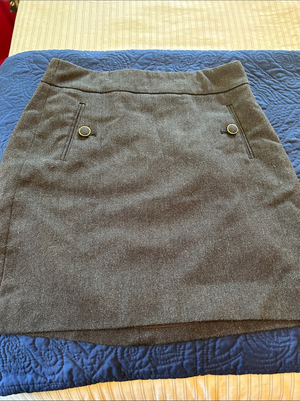 LOFT Charcoal Mini Skirt with Button Details